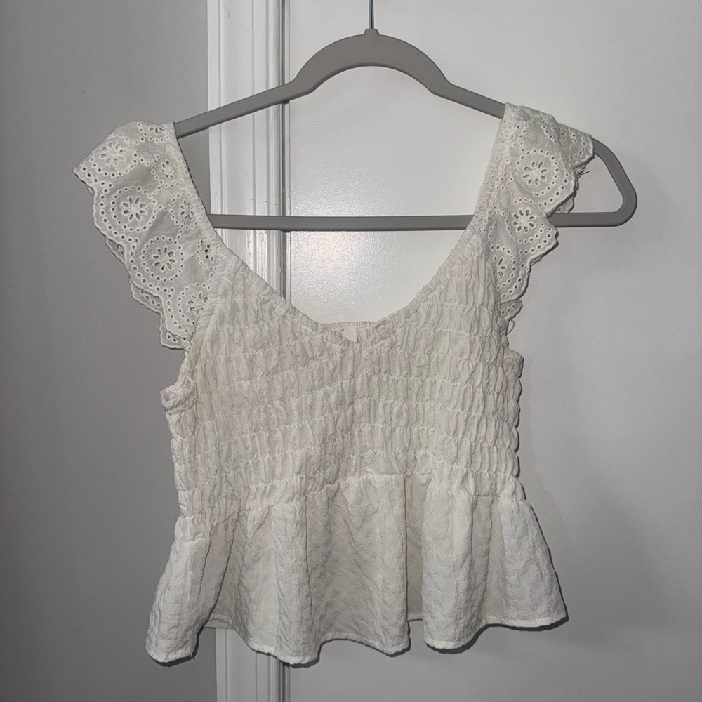 URBAN Romantics Cream Eyelet Ruffle Blouse